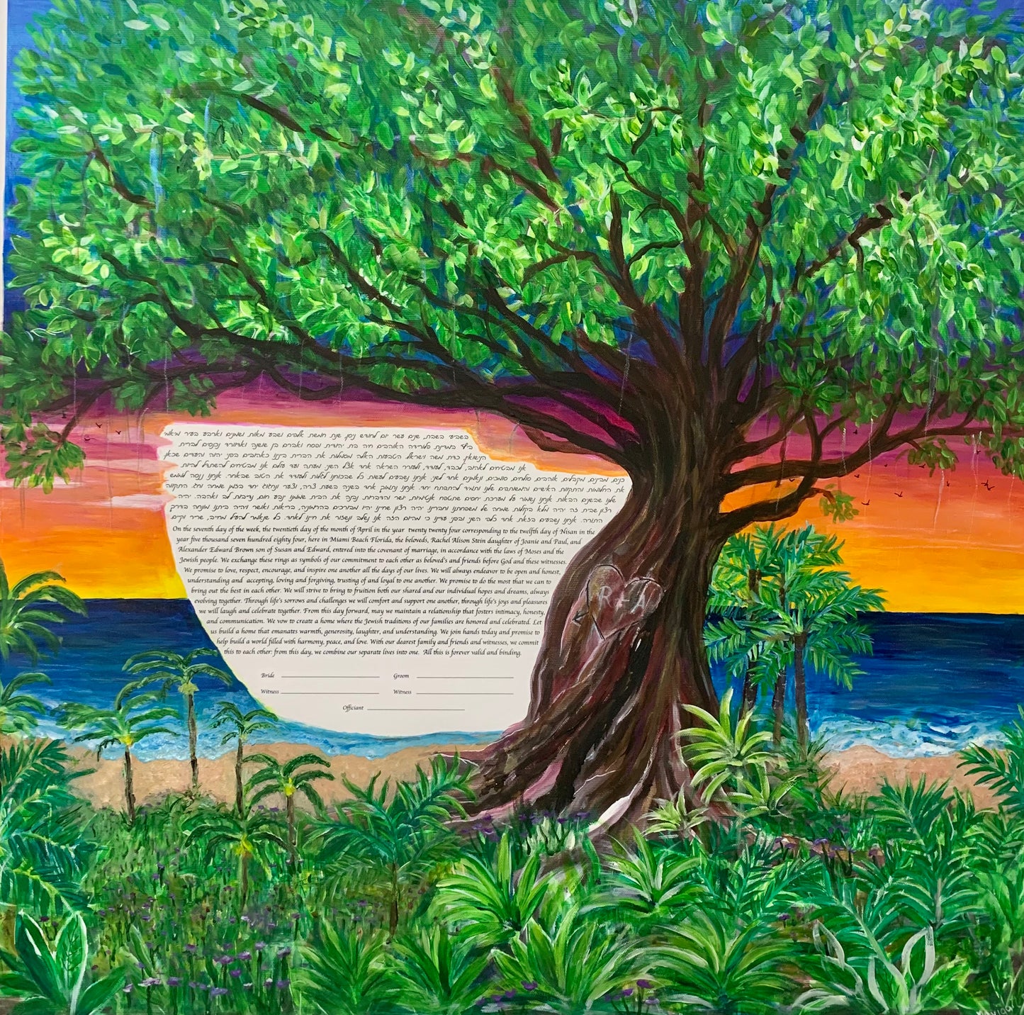 Original Hand Painted Custom Ketubah Art, Envisioned by you & Painted by me