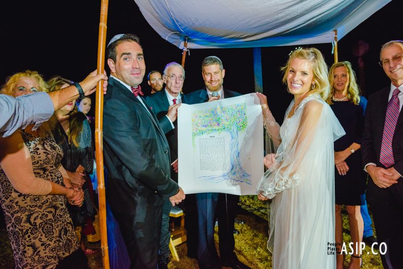 Lauren and Gilad with Custom Ketubah