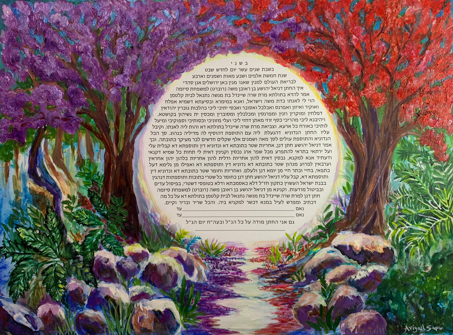 Original Hand Painted Custom Ketubah Art, Envisioned by you & Painted by me