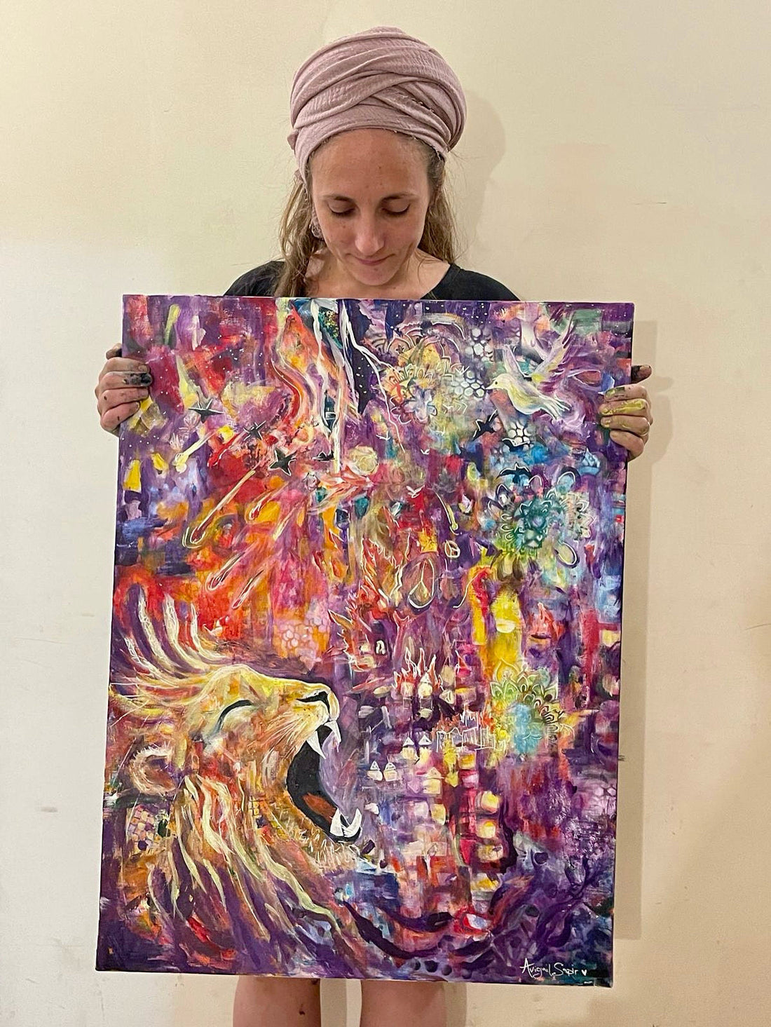 The Roar of the Rising Lion - An Original Painting Born from War and Hope by Avigail Sapir