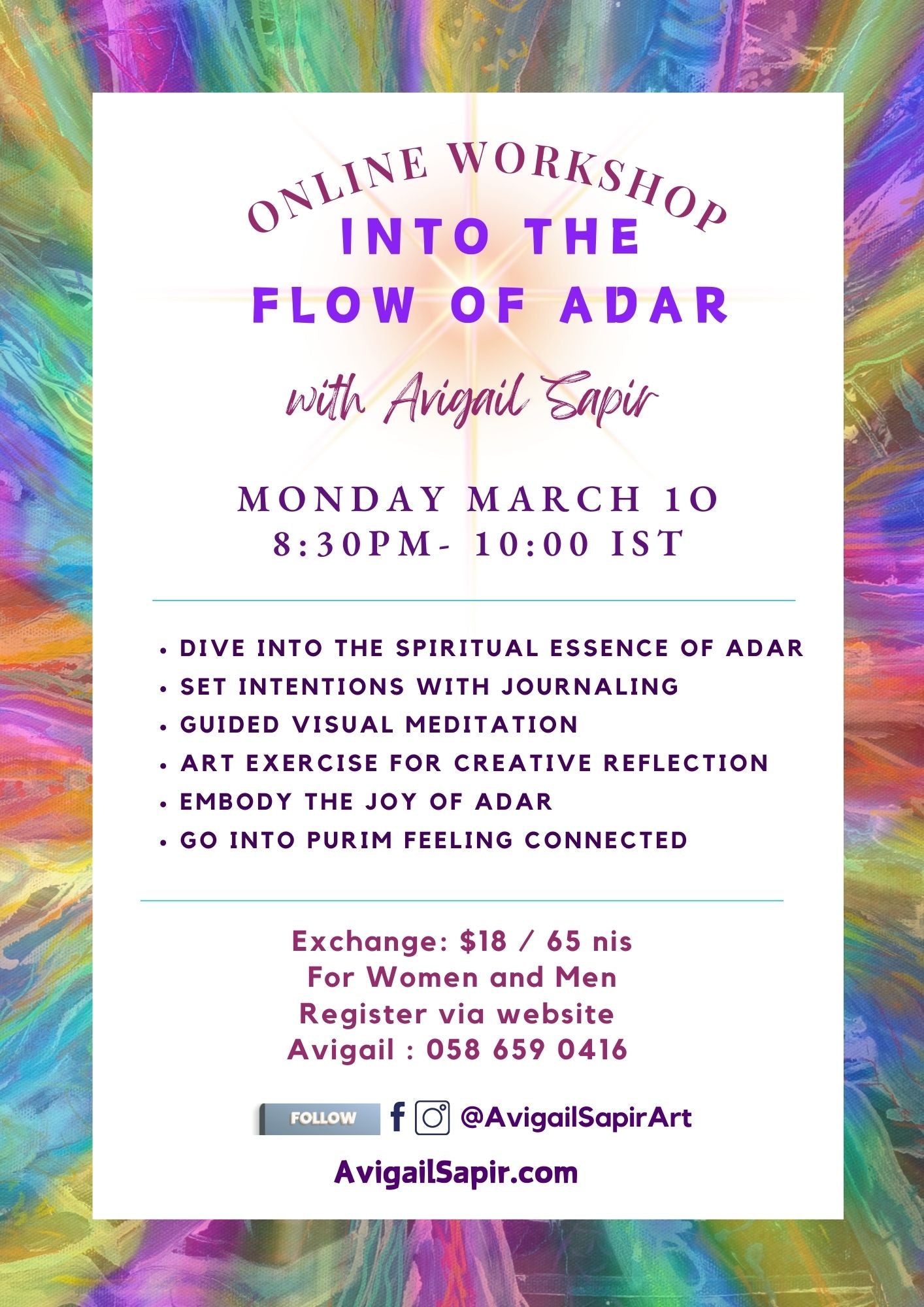 🌿 Awaken Inner Joy – Torah, Meditation & Art Online Workshop 🎨✨