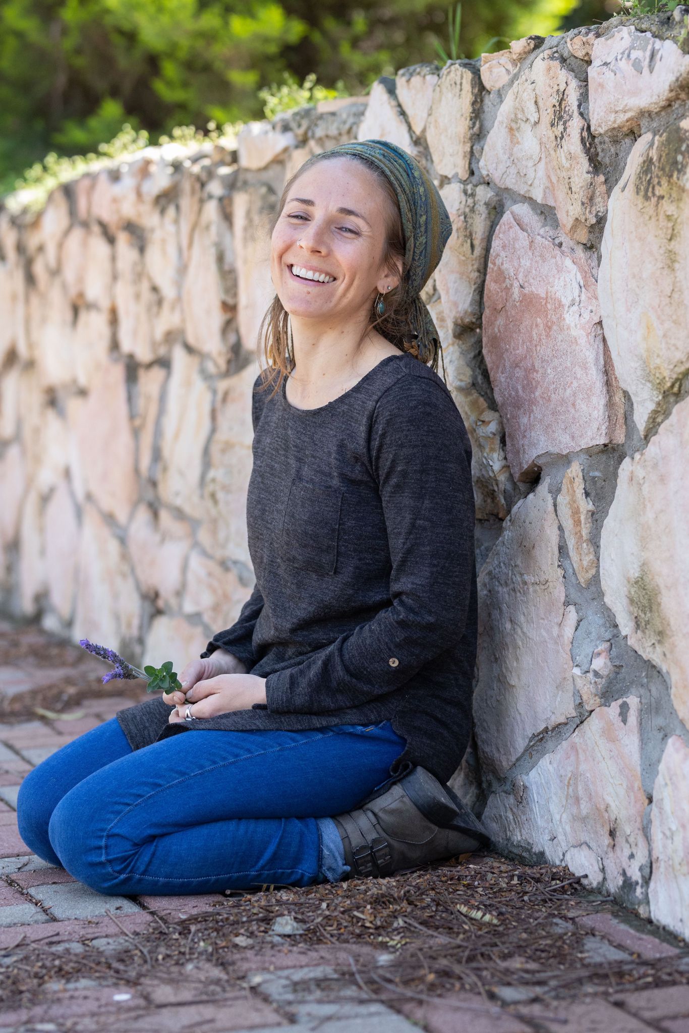 Avigail Sapir sitting on her feet