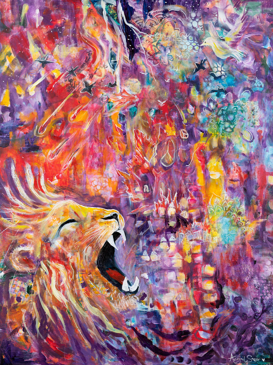 Rising Lion, painting by Avigail Sapir