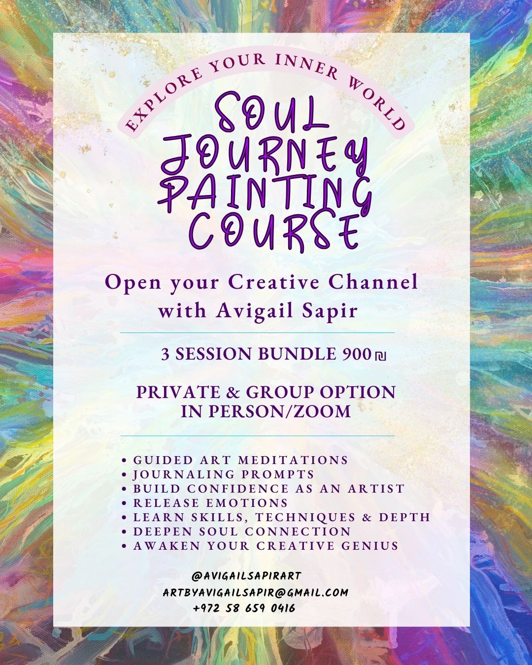 Avigail Sapirs soul journey painting course flyer